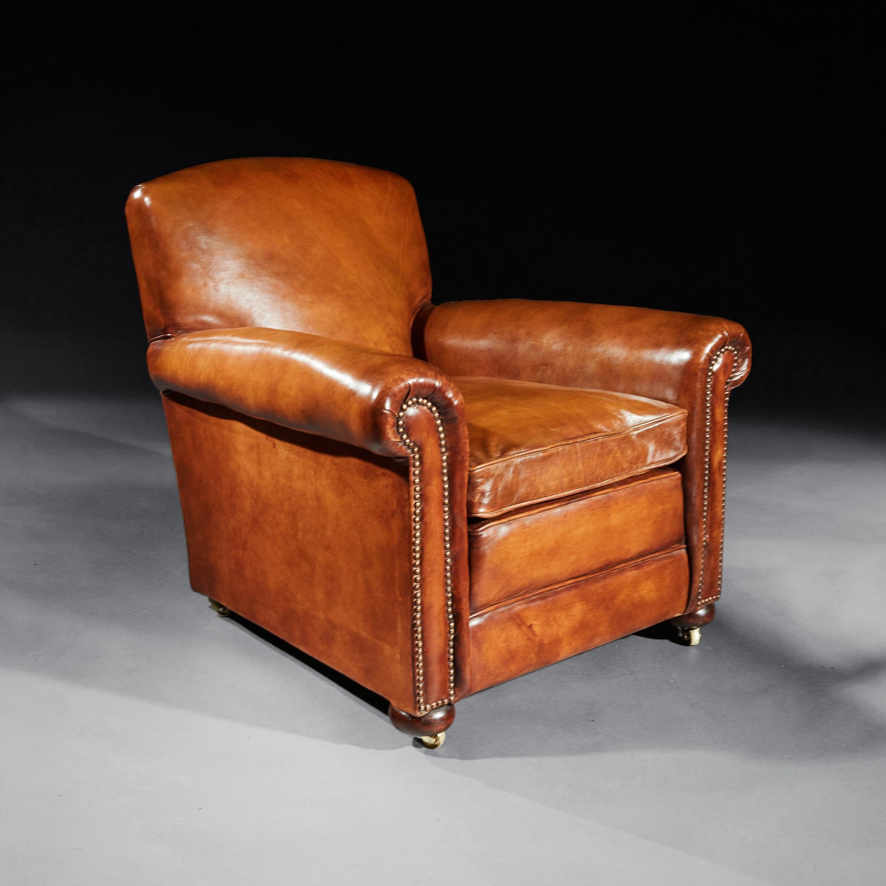 Pair of Antique Leather Club Armchairs