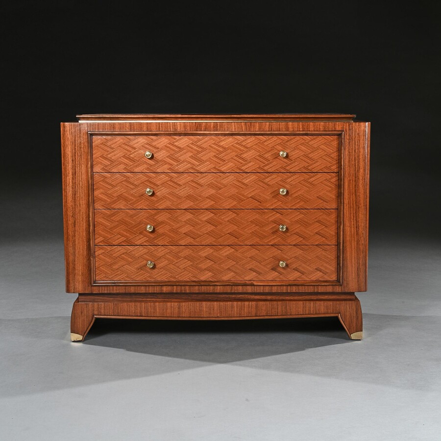 Jules Leleu, art deco, commode, walnut, French, mid century 