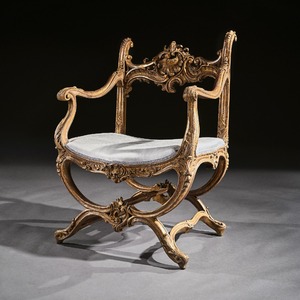 Fine 19th Century Italian Venetian Carved Giltwood Armchair