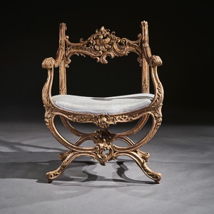 Fine 19th Century Italian Venetian Carved Giltwood Armchair