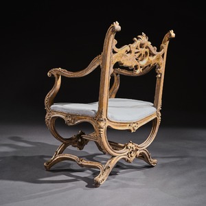 Fine 19th Century Italian Venetian Carved Giltwood Armchair