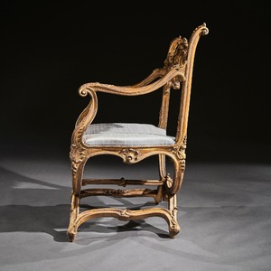 Fine 19th Century Italian Venetian Carved Giltwood Armchair