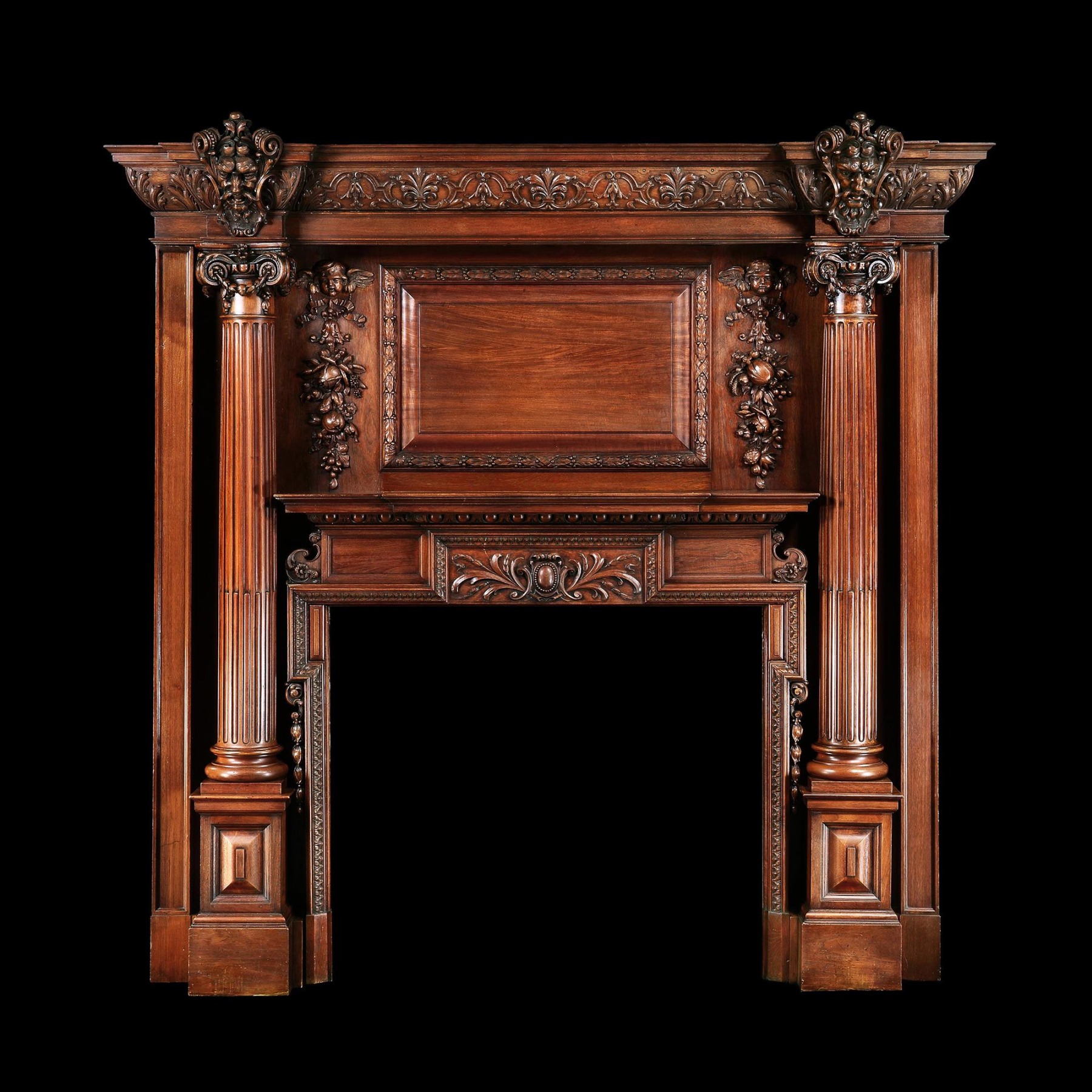 Grand 19th Century Carved Walnut Fire Surround Provenance Castle Levan ...