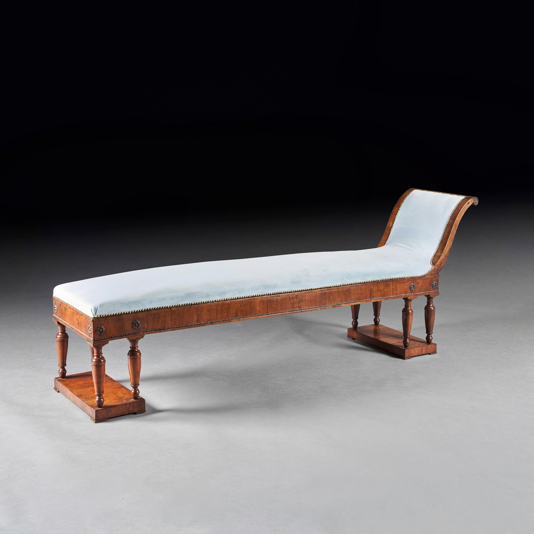Empire, Italian, Bench, Daybed, Upholstered, Furniture, Walnut