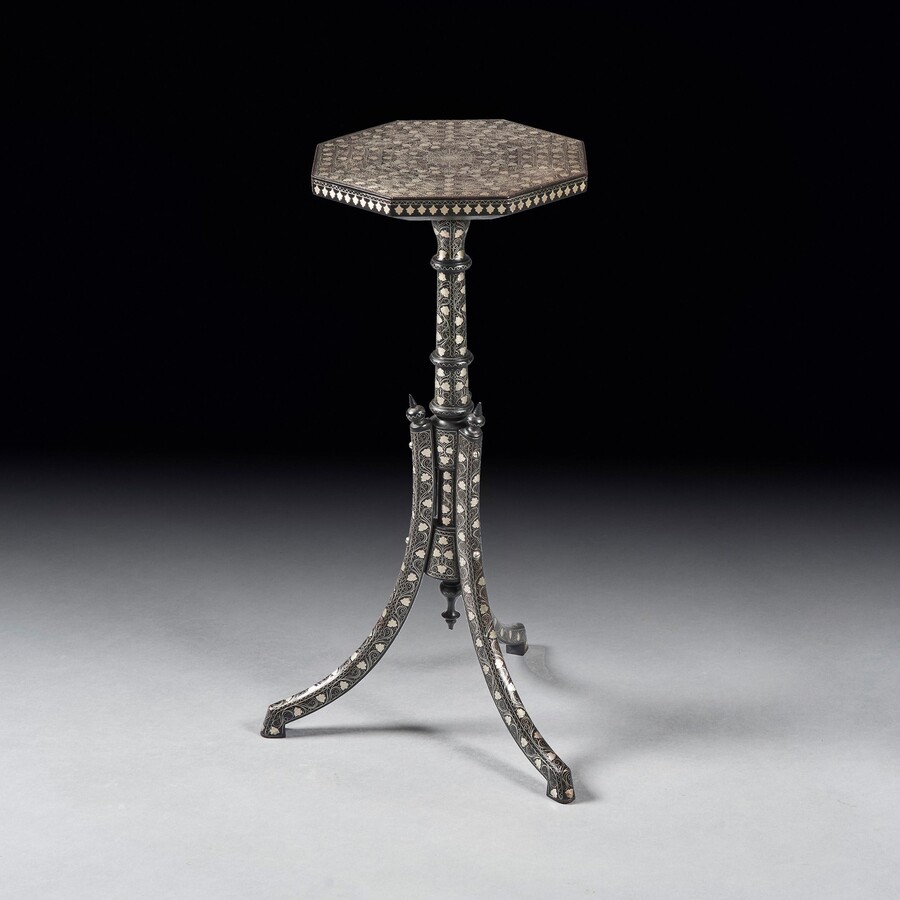 Silver, inlay, tripod, ottoman, turkey, vortik Potikian, coffee, table