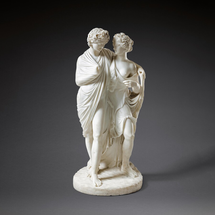 Fine Italian Marble Group of Bacchus and Ariadne After the Antique and Attributed to Carlo Albacini c.1800