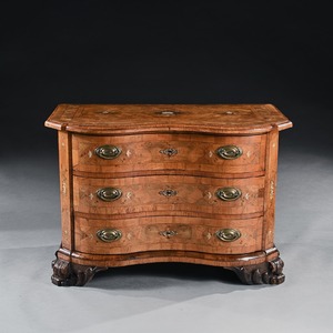 18th Century, German, Walnut, Pewter, Ivory, Marquetry, Serpentine, Commode