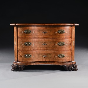 18th Century, German, Walnut, Pewter, Ivory, Marquetry, Serpentine, Commode