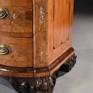 18th Century, German, Walnut, Pewter, Ivory, Marquetry, Serpentine, Commode