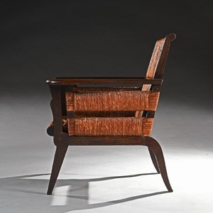 Victor Courtray, Rare, Mid Century, Oak, Sisal, Armchair,