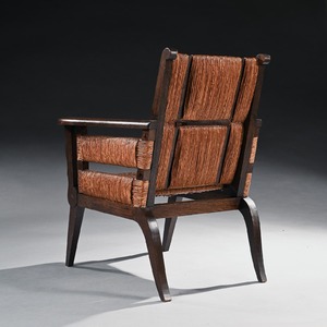 Victor Courtray, Rare, Mid Century, Oak, Sisal, Armchair,