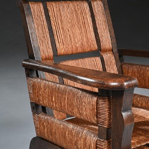 Victor Courtray, Rare, Mid Century, Oak, Sisal, Armchair,