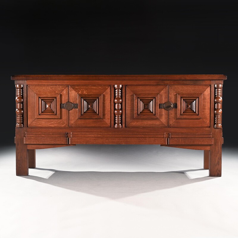 Rare, Model, Charles Dudouyt, Mid 20th Century, French, Art Deco, Oak, Sideboard