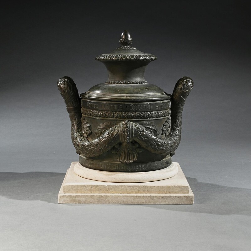 Rare, Italian, late 18th C, Bronze, Locking, Vessel, Latin, Maritime, Receptacle