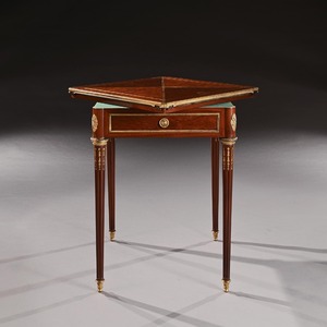 A Fine Mahogany Late 19th Century Envelope Card Table by Antoine Lampre, Paris.
