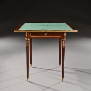 A Fine Mahogany Late 19th Century Envelope Card Table by Antoine Lampre, Paris.
