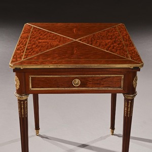 A Fine Mahogany Late 19th Century Envelope Card Table by Antoine Lampre, Paris.