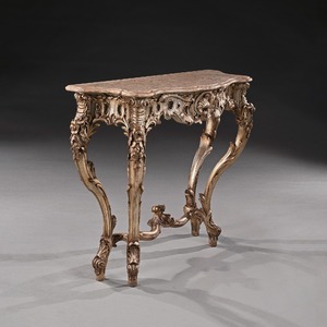 Decorative, 19th Century, Silver, Gilt, Italian, Console, Table, Marble, Top