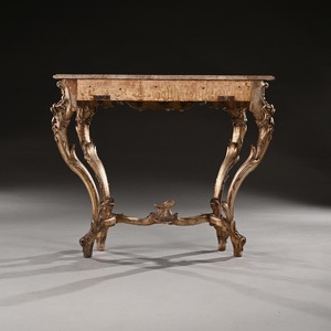 Decorative, 19th Century, Silver, Gilt, Italian, Console, Table, Marble, Top