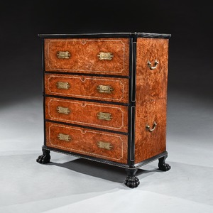 Early 19th Century, Chinese Export, Burr Amboyna, Ebony, Secretaire, Chest of Drawers
