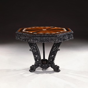 Ceylonese 19th Century Ebony and Specimen Wood Centre Table Galle District circa 1840