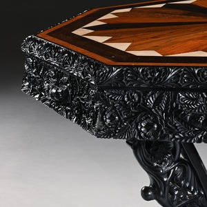 Ceylonese 19th Century Ebony and Specimen Wood Centre Table Galle District circa 1840