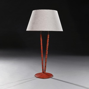 French Mid Century Modernist Leather Table Lamp by Jacques Adnet