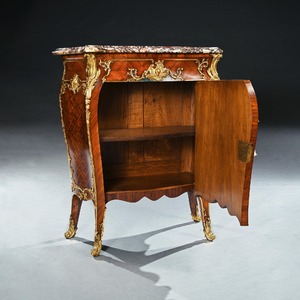 Pair of Gilt Bronze Mounted 19th Century French Kingwood and Vernis Martin Petit Commodes,