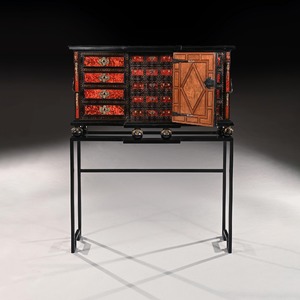 Pair of 17th Century Spanish Baroque Gilt Bronze Mounted Ebonised and Tortoiseshell Cabinets on Stands 