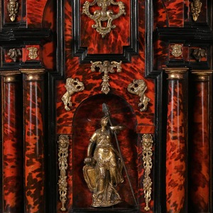 Pair of 17th Century Spanish Baroque Gilt Bronze Mounted Ebonised and Tortoiseshell Cabinets on Stands 