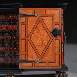 Pair of 17th Century Spanish Baroque Gilt Bronze Mounted Ebonised and Tortoiseshell Cabinets on Stands 