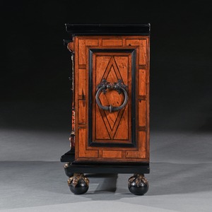 Pair of 17th Century Spanish Baroque Gilt Bronze Mounted Ebonised and Tortoiseshell Cabinets on Stands 
