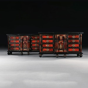 Pair of 17th Century Spanish Baroque Gilt Bronze Mounted Ebonised and Tortoiseshell Cabinets on Stands 