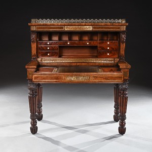 Fine rare Rosewood  Brass Inlaid Writing Table Attributed to  Oxford Street Workshop of Gillows