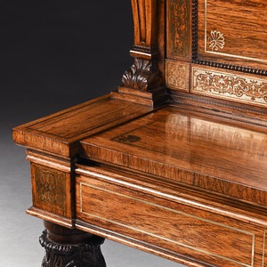 Fine rare Rosewood  Brass Inlaid Writing Table Attributed to  Oxford Street Workshop of Gillows