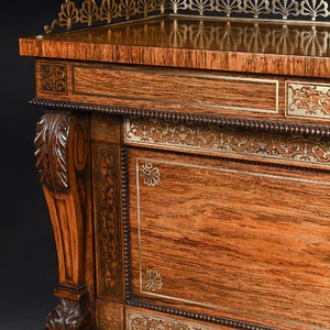 Fine rare Rosewood  Brass Inlaid Writing Table Attributed to  Oxford Street Workshop of Gillows