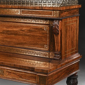 Fine rare Rosewood  Brass Inlaid Writing Table Attributed to  Oxford Street Workshop of Gillows