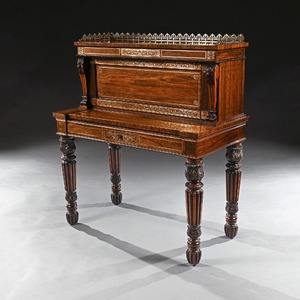 Fine rare Rosewood  Brass Inlaid Writing Table Attributed to  Oxford Street Workshop of Gillows