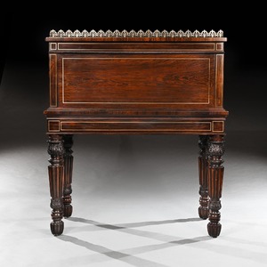 Fine rare Rosewood  Brass Inlaid Writing Table Attributed to  Oxford Street Workshop of Gillows