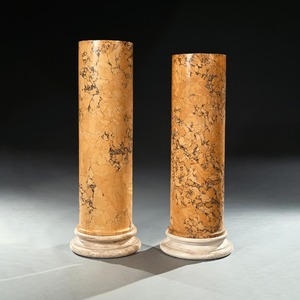 A Fine Matched Pair of 19th Century Italian Scagliola Columns in Imitation of Siena Marble