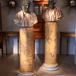 A Fine Matched Pair of 19th Century Italian Scagliola Columns in Imitation of Siena Marble