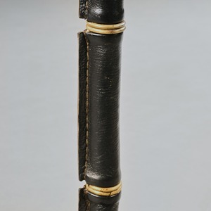 Pair of Leather Simulated Bamboo Table Lamps Attributed to Jacques Adnet