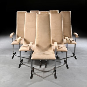Set of Eight Mid Century High Back Lisse Dining Chairs Designed by Tim Bates for Pieff 