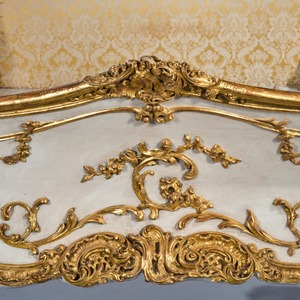 Late 19th Century French Rococo Style White Painted and Parcel Gilt King Size Bed