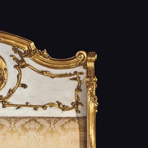 Late 19th Century French Rococo Style White Painted and Parcel Gilt King Size Bed