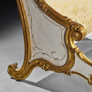 Late 19th Century French Rococo Style White Painted and Parcel Gilt King Size Bed