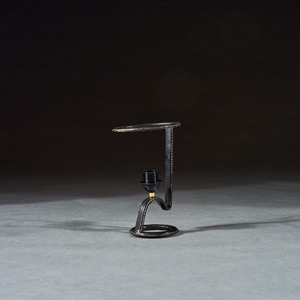 Mid 20th Century Jacques Adnet Black Leather Stitched Torch Shaped Table Lamp