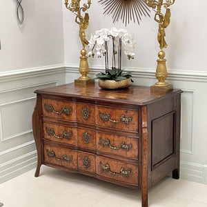 Rare Early 18th Century Louis XV Provincial Burr Elm Mazarin Commode 