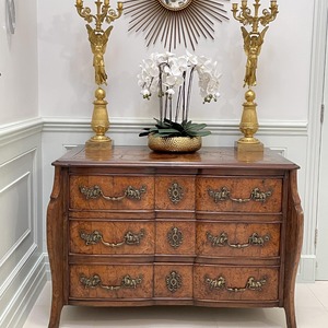 Rare Early 18th Century Louis XV Provincial Burr Elm Mazarin Commode 