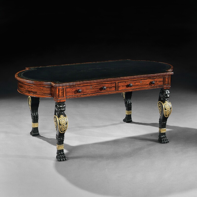 Regency Mahogany Partners Writing Table In The Manner Of George Smith 